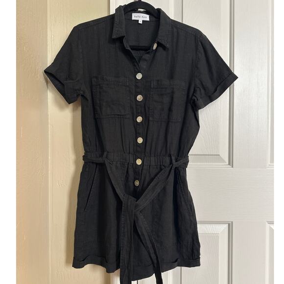 Bella Dahl 100% Linen‎ Black Romper Small - Picture 3 of 9